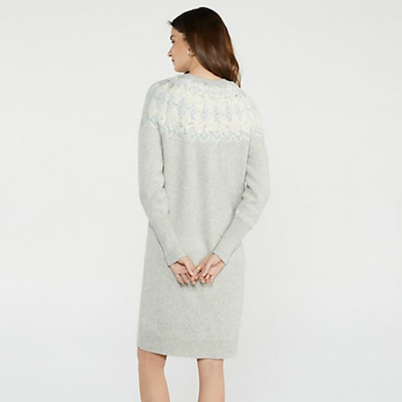 Ann Taylor Fair Isle Grey Sweater Dress Medium - Picture 2 of 11